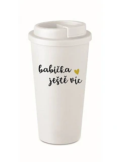 BABIČKA JEŠTĚ VÍC - biely termohrnček 475 ml