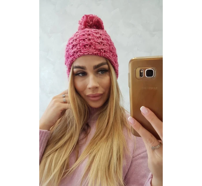 Fleecová čepice Fiona model 18751239 fuchsiová + světle pudrově růžová - K-Fashion