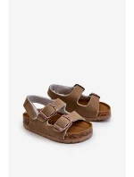 Dětské sandálky na korkové platformě se suchým zipem v barvě khaki model 21663920 - Boto Dětské sandálky na korkové platformě se suchým zipem v barvě khaki model 21663920 - Boto