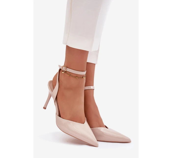 Lakované lodičky s patou béžové model 21788272 - Boto Lakované lodičky s patou béžové model 21788272 - Boto