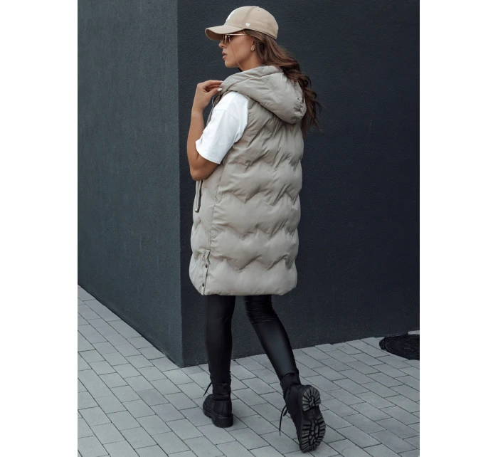Dámská prošívaná vesta s kapucí béžová Dstreet model 21979810 - FashionStreet