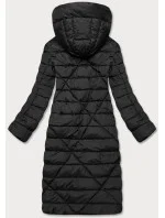 Čierna dlhá dámska zimná bunda s kapucňou (my043) Čierna dlhá dámska zimná bunda s kapucňou (my043)