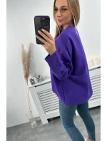 Mušelínová blúzka s vyhrnutými rukávmi tmavo fialová