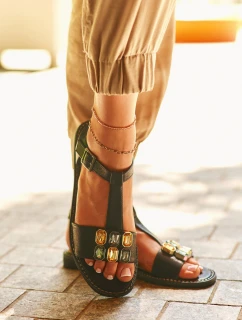 Elegantní Dámské Sandály S Ozdobnými  Černé model 21665206 - S.Barski