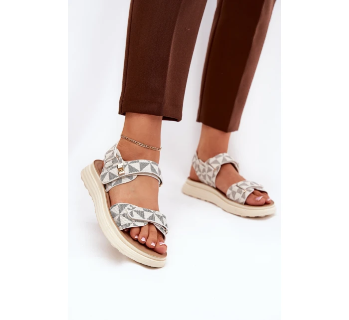 Materiałowe Sandały Damskie Na Platformie Beżowe Leriot Materiałowe Sandały Damskie Na Platformie Beżowe Leriot