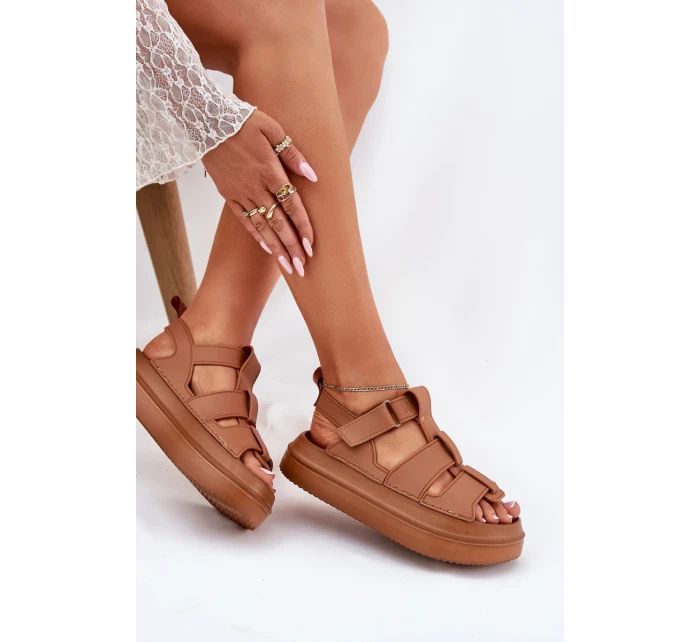 Sandały Damskie Na Platformie Camel Nitavelia Sandały Damskie Na Platformie Camel Nitavelia