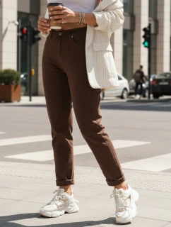 Dámske džínsy s vysokým pásom v mom fit hnedej farbe Dstreet UY2869