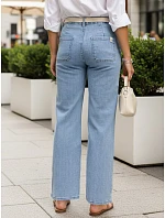 Jeansy damskie wide leg z wysokim stanem niebieskie model 22126325 - FashionStreet