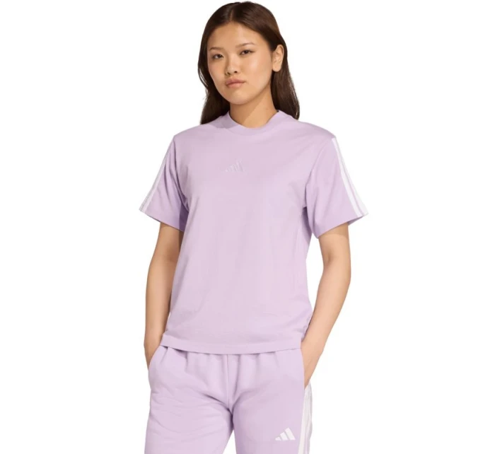 Dámske bavlnené tričko adidas Essentials 3-Stripes svetlo fialové JV7362 Dámske bavlnené tričko adidas Essentials 3-Stripes svetlo fialové JV7362