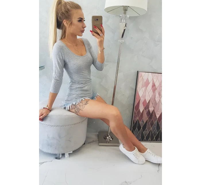 Halenka s kulatým výstřihem šedá melanžová Halenka s kulatým výstřihem šedá melanžová