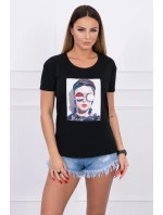 Dámska grafická blúzka čierna