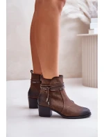 Botki Damskie Na Słupku Ocieplane Brązowe Lobina Botki Damskie Na Słupku Ocieplane Brązowe Lobina