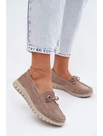 Dámské Mokasíny Z model 22107532 Semiše S Mašlí Béžové - VINCEZA
