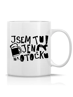 JSEM TU JEN NA OTOČKU - klasický bílý keramický hrníček 300 ml