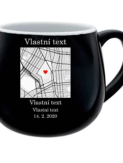 Personalizovaný keramický bacuľatý hrnček s mapou