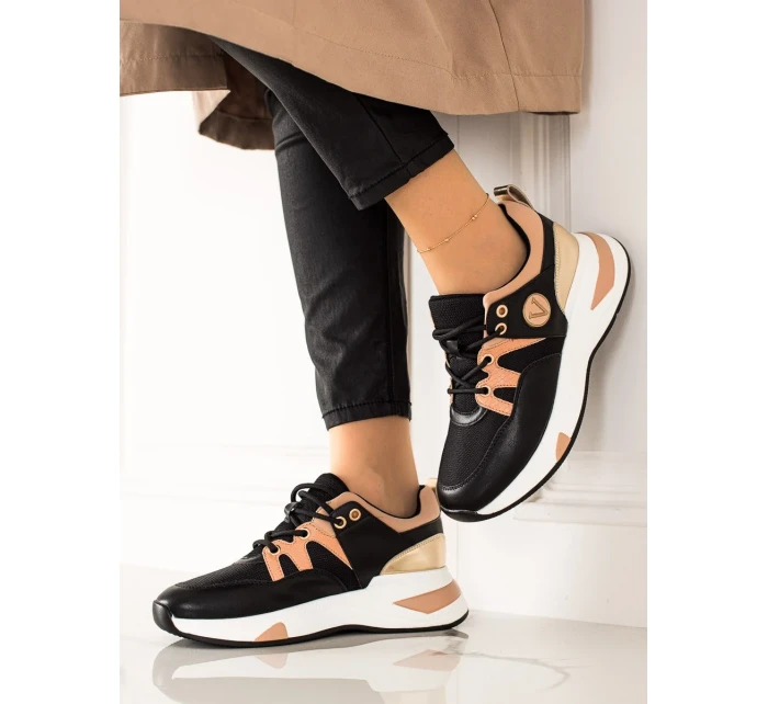 Výborné dámské tenisky černé bez podpatku Výborné dámské tenisky černé bez podpatku