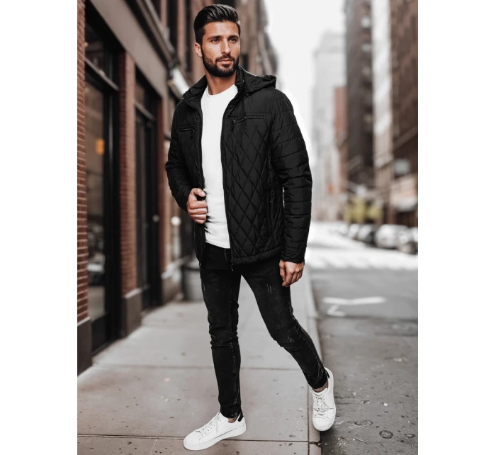 Pánská prošívaná bunda s kapucí černá Dstreet model 21982978 - FashionStreet