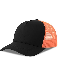 Atlantis Headwear Rapper Cotton-S 5-panelová truckerová čiapka 33.0260 čierna/oranžová fluo