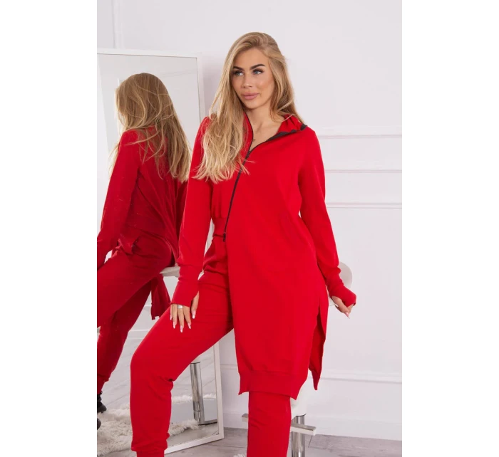 Súprava mikín s dlhšími stranami červená