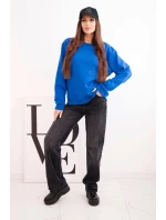 Dámska mikina z elastického bavlneného materiálu s okrúhlym výstrihom biela