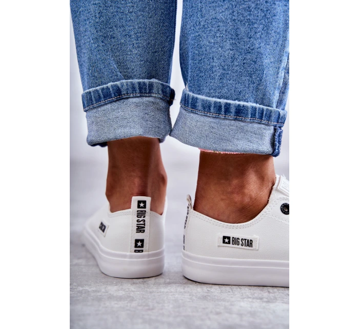 Damskie Skórzane Niskie Trampki Big Star KK274010 Białe