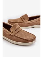 Mužské mokasíny z ekologického semiše béžové model 21666698 - EVENTO