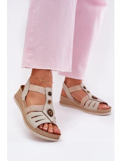 Dámské Sandály Na S Ozdobami Světle Béžové model 21702181 - Inblu