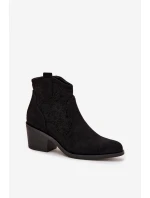 Botki Damskie Ażurowe Na Obcasie S.Barski HY52-529 Czarne Botki Damskie Ażurowe Na Obcasie S.Barski HY52-529 Czarne