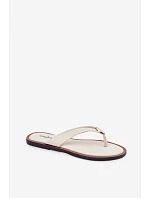 Dámské ploché žabky se zlatým detailem Světle béžové model 22102935 - EVENTO Dámské ploché žabky se zlatým detailem Světle béžové model 22102935 - EVENTO