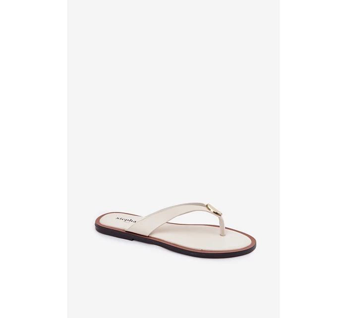 Dámské ploché žabky se zlatým detailem Světle béžové model 22102935 - EVENTO Dámské ploché žabky se zlatým detailem Světle béžové model 22102935 - EVENTO