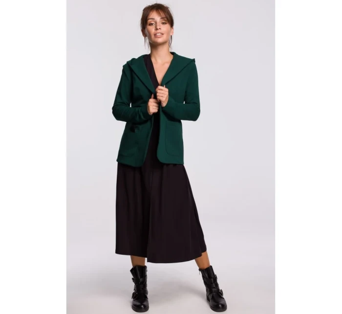 Blejzr s kapucí z úpletu tmavě zelený model 18002798 - BeWear