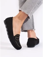 Pohodlné čierne dámske mokasíny bez podpätku Pohodlné čierne dámske mokasíny bez podpätku