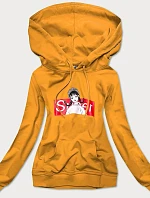 Dámska športová mikina v horčicovej farbe s kapucňou (N4596)