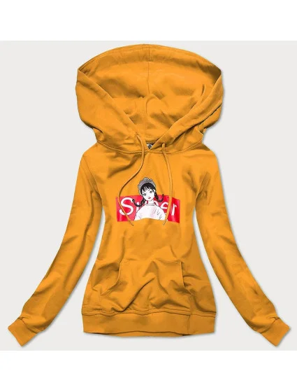 Dámska športová mikina v horčicovej farbe s kapucňou (N4596) Dámska športová mikina v horčicovej farbe s kapucňou (N4596)