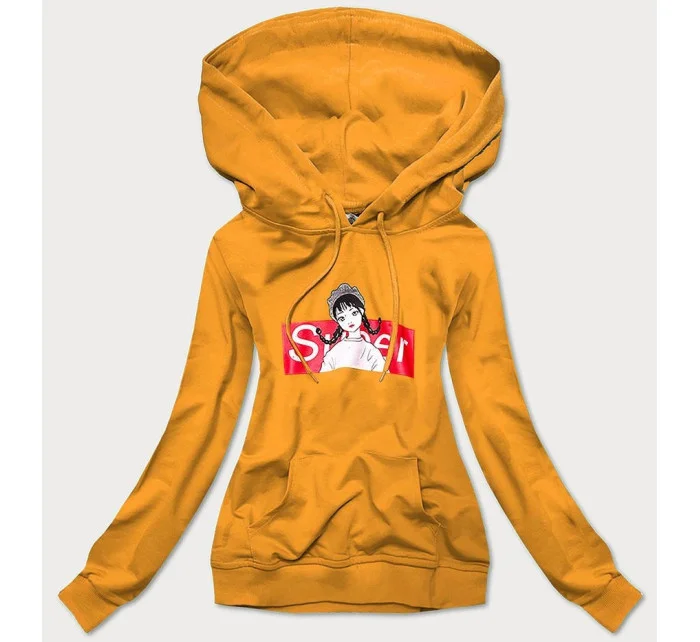 Dámska športová mikina v horčicovej farbe s kapucňou (N4596) Dámska športová mikina v horčicovej farbe s kapucňou (N4596)