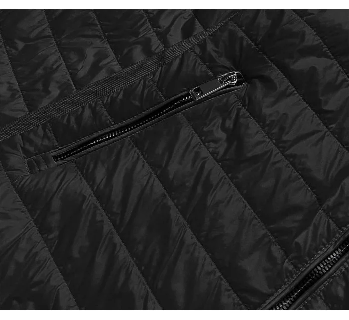 Tenká černá dámská bunda s vsadkami model 17044095 - ATURE Tenká černá dámská bunda s vsadkami model 17044095 - ATURE