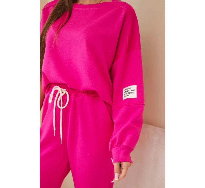Súprava tepláky + nohavice maslová látka fuchsiová