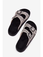Zamszowe Klapki Damskie Z Klamrami D.Franklin DFSH405002 Zebra