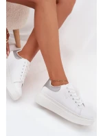 Sneakersy Damskie Na Platformie Big Star SS274245 Biało-Srebrne Sneakersy Damskie Na Platformie Big Star SS274245 Biało-Srebrne