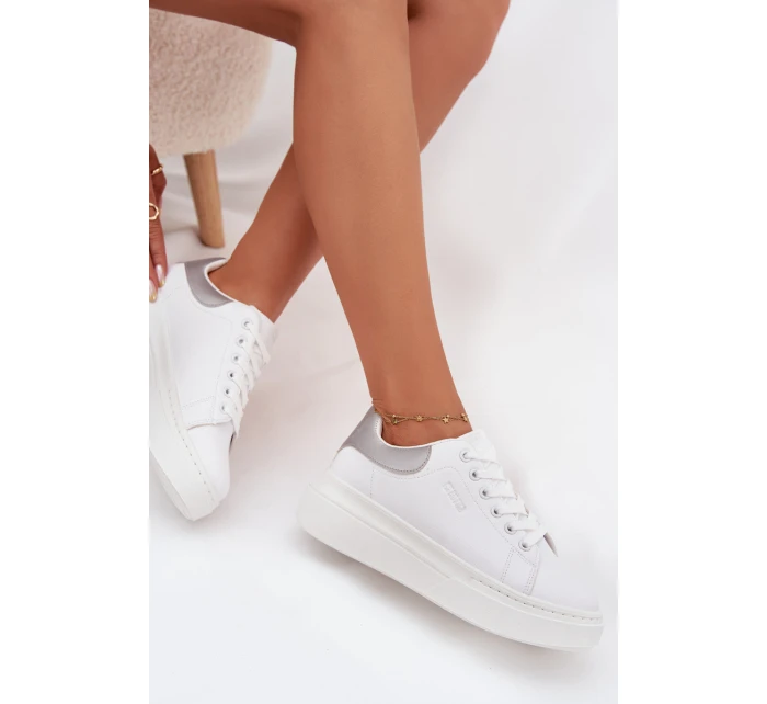 Sneakersy Damskie Na Platformie Big Star SS274245 Biało-Srebrne Sneakersy Damskie Na Platformie Big Star SS274245 Biało-Srebrne