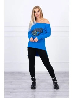 Halenka s potiskem a delšími model 18747553 chrpově modrá - K-Fashion