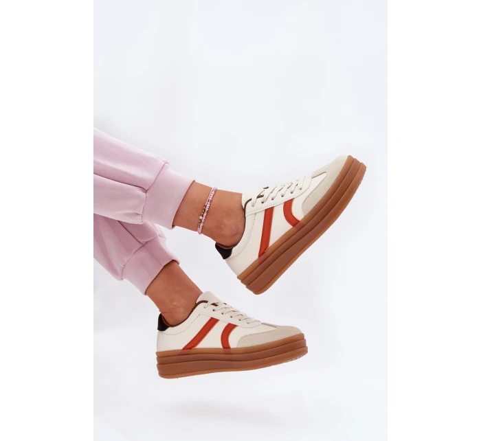 Sneakersy Damskie Na Platformie Beżowe Tolianna