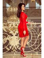Čipkované šaty s dlhými rukávmi Numoco - červené