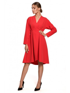 Asymetrické vypasované šaty model 18335933 červené - STYLOVE