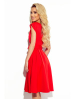SCARLET - Červené rozšírené dámske šaty s preloženým obálkovým výstrihom 348-4
