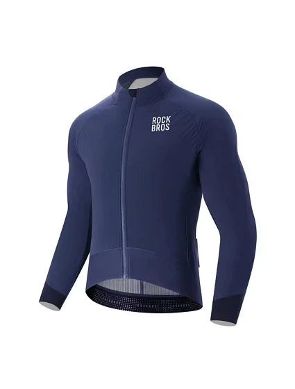 Rockbros YDWT014 zimná fleecová dvojvrstvová cyklistická bunda veľkosť XL - modrá