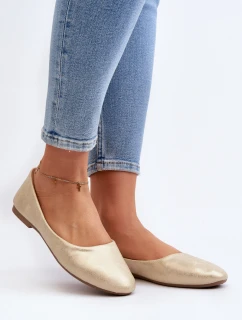 Skórzane Klasyczne Baleriny Złote Stacee