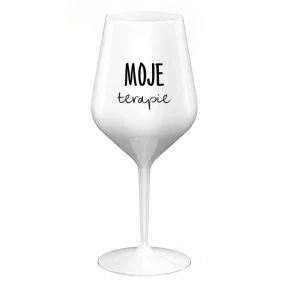MOJE TERAPIE - bílá nerozbitná sklenice na víno 470 ml