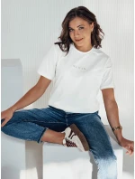 Dámske bavlnené tričko vo farbe ecru FashionStreet RY2555