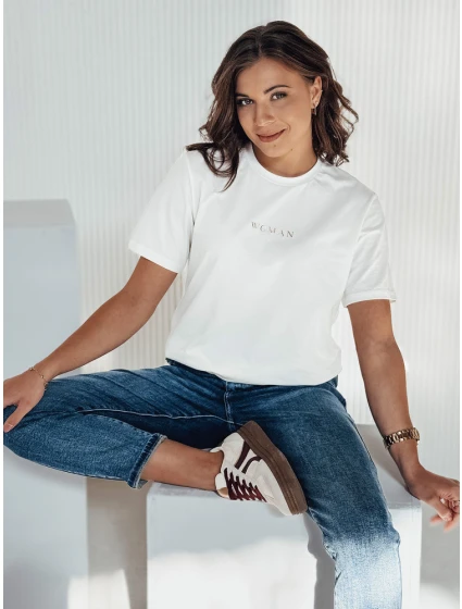 Dámske bavlnené tričko vo farbe ecru FashionStreet RY2555
